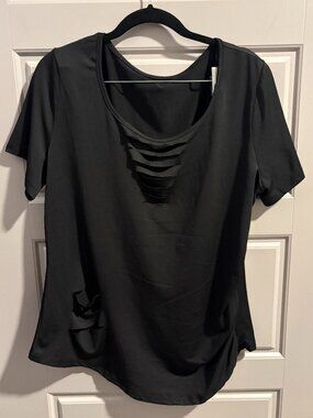 Unbranded Black Cut Out Short Sleeve Top Size 2XL